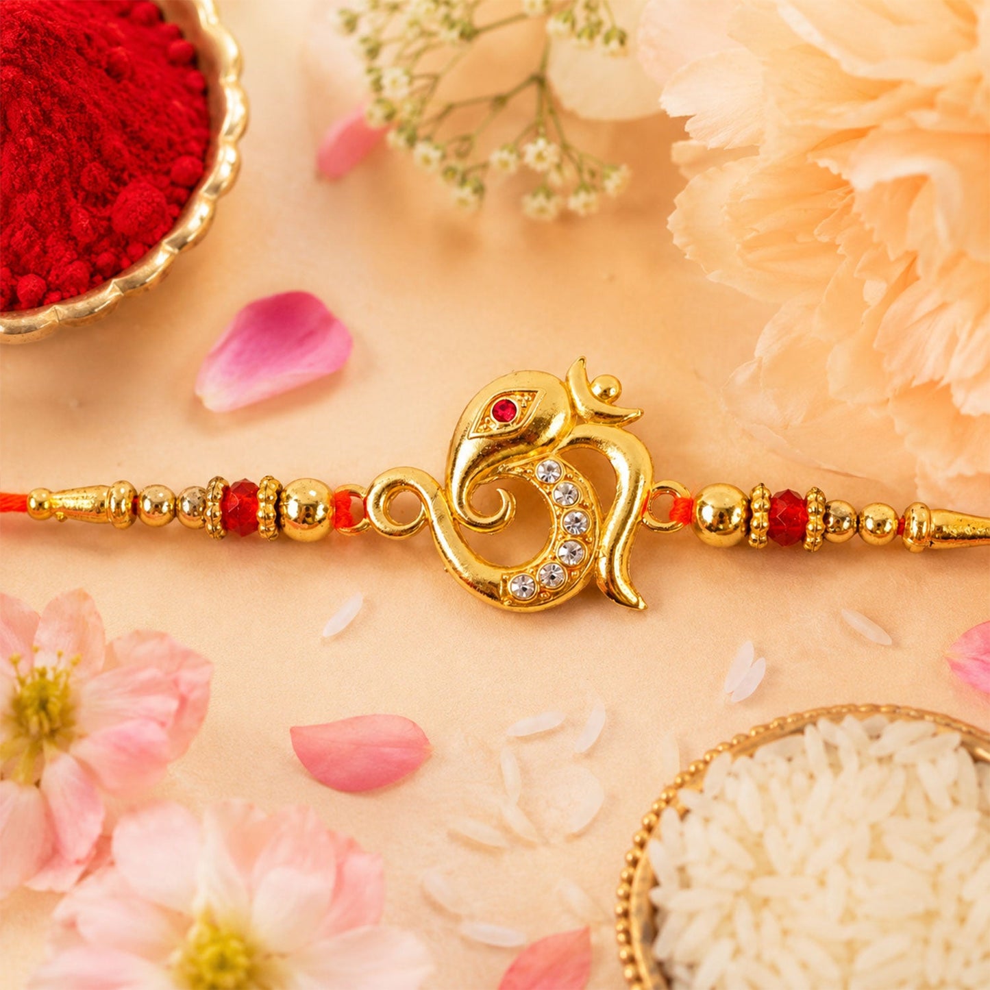 Elegant Kundan Stone Floral Rakhi for Brother | Premium Designer Rakhi