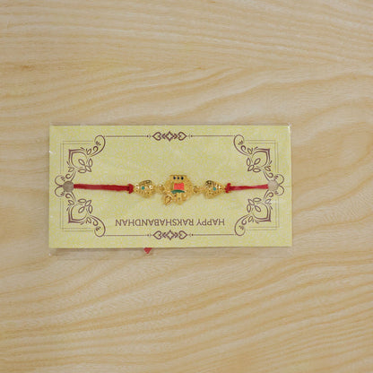 Stylish Golden Om Rakhi with Red Thread for Brother | Divine Rakshabandhan Rakhi