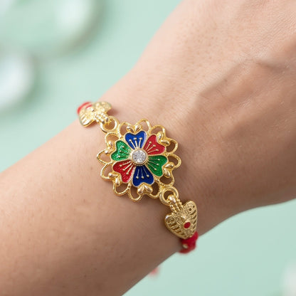 Premium Gold Plated Look Rakhi with Stones for Brother | Royal Designer Rakhi