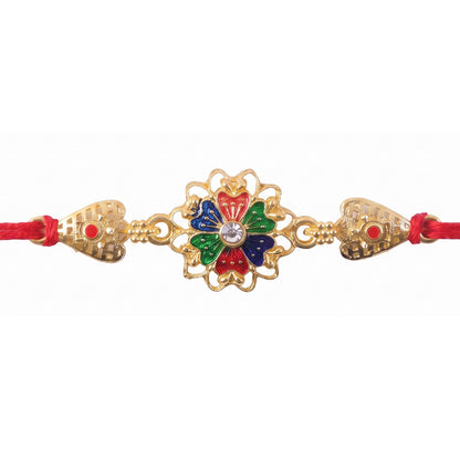 Premium Gold Plated Look Rakhi with Stones for Brother | Royal Designer Rakhi