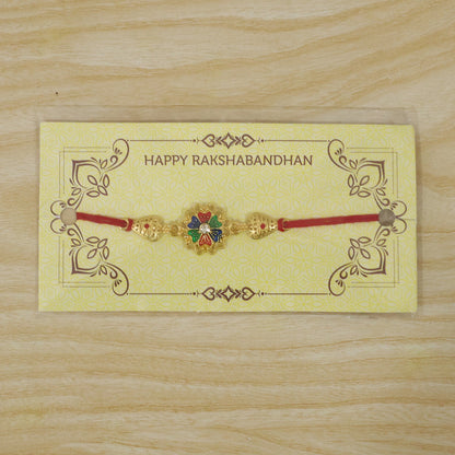 Premium Gold Plated Look Rakhi with Stones for Brother | Royal Designer Rakhi