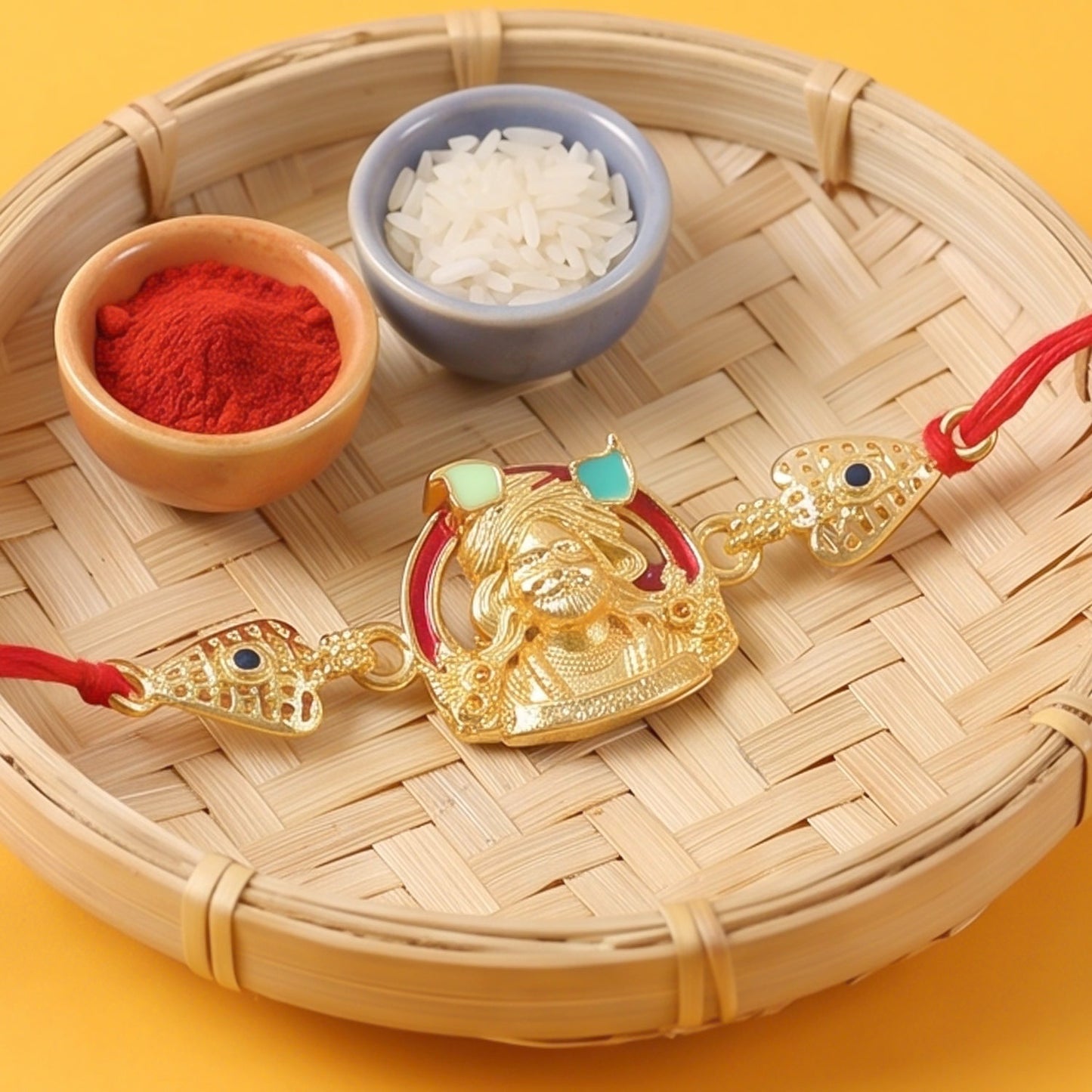 Beautiful Red Stone Studded Rakhi for Brother | Traditional Fancy Rakhi