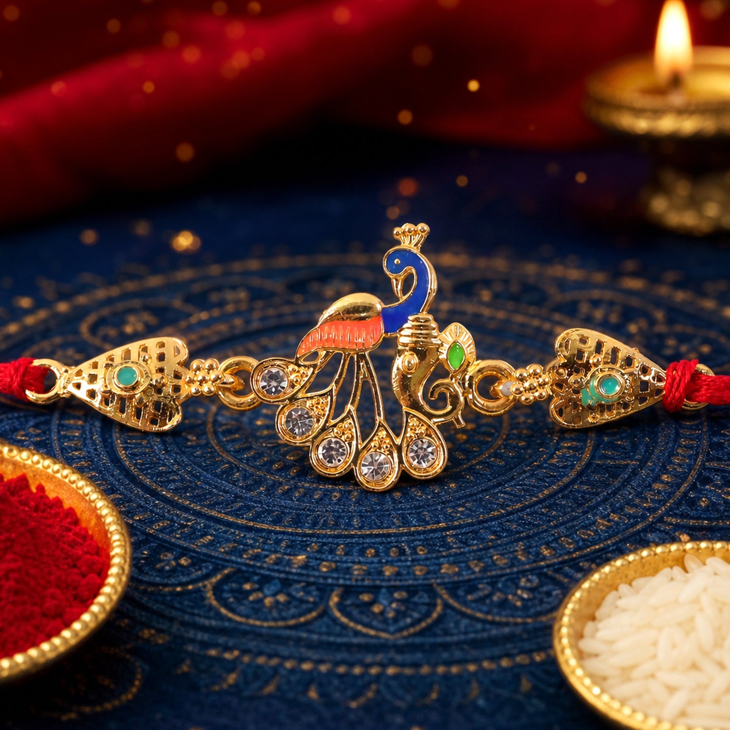 Elegant Silver Look AD Rakhi for Brother | Shining Designer Rakhi