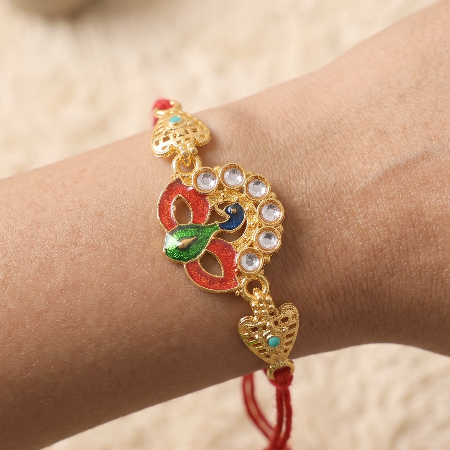 Traditional Red & Gold Thread Rakhi for Brother | Classic Mauli Rakhi