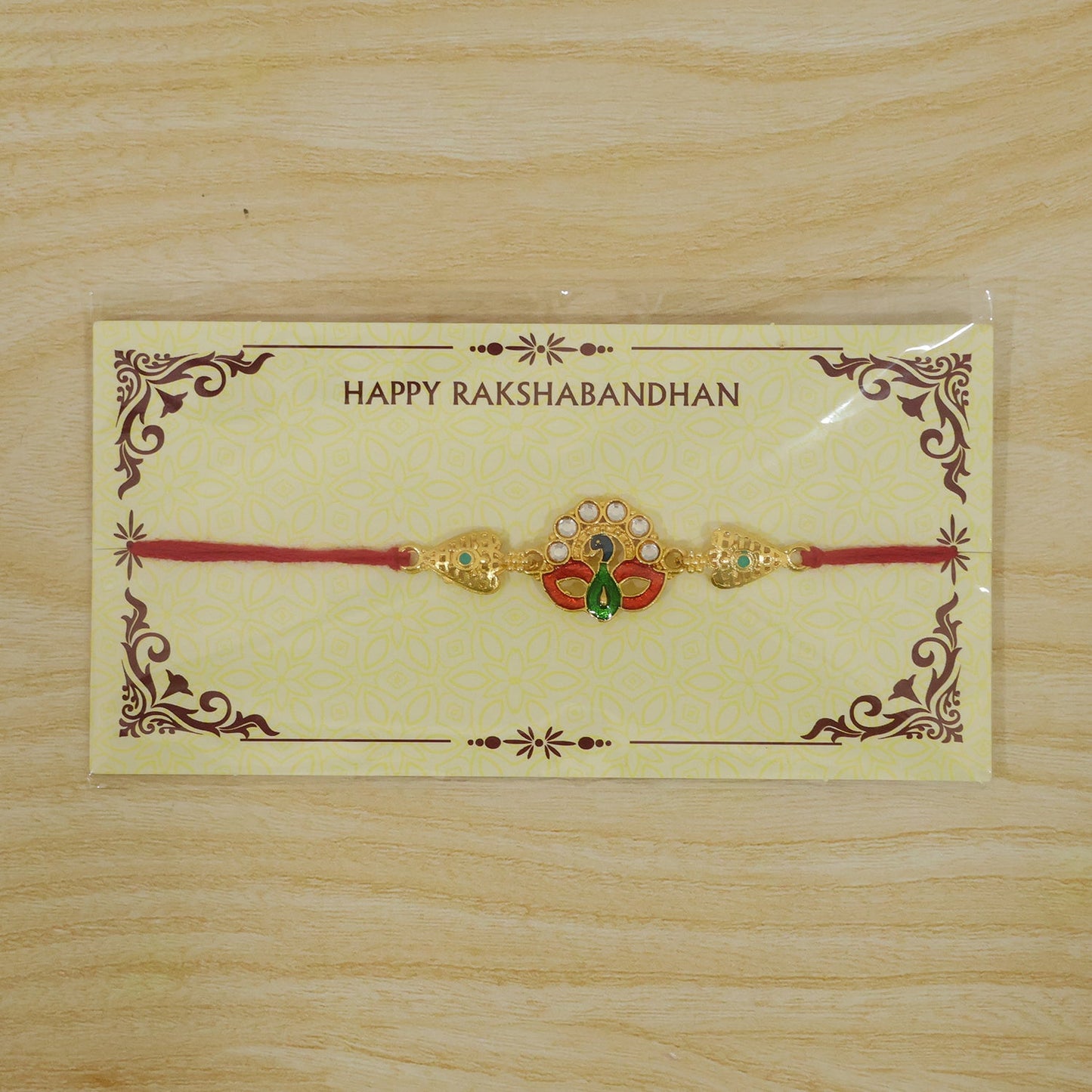 Traditional Red & Gold Thread Rakhi for Brother | Classic Mauli Rakhi