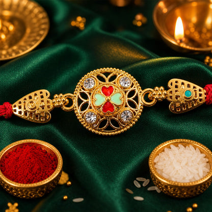 Fancy Beads Rakhi with Golden Charm for Brother | Latest Design Rakhi