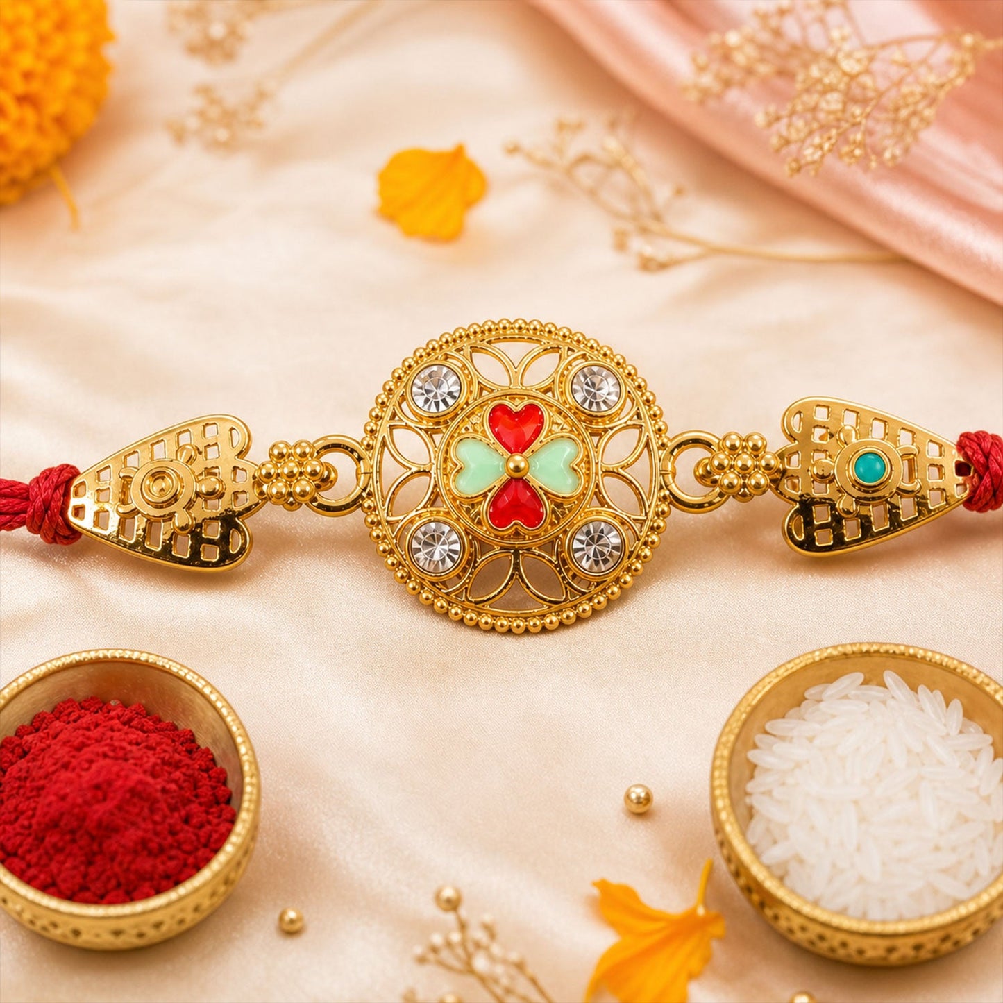 Fancy Beads Rakhi with Golden Charm for Brother | Latest Design Rakhi