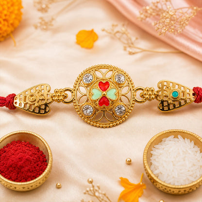 Fancy Beads Rakhi with Golden Charm for Brother | Latest Design Rakhi