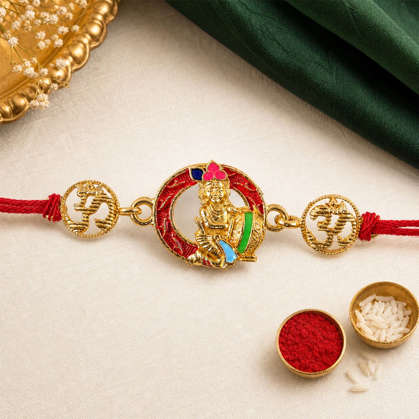 Divine Ganesh Rakhi with Meenakari Work for Brother | Religious Rakhi