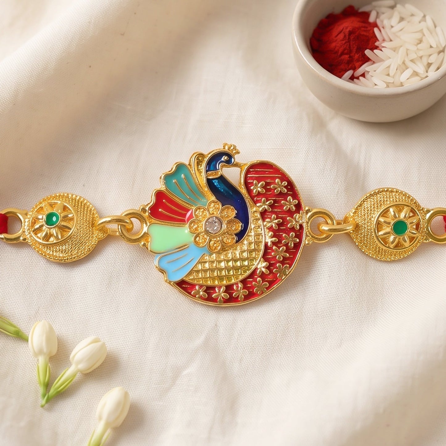 Premium Kundan & Pearl Designer Rakhi for Brother | Royal Rakshabandhan Rakhi