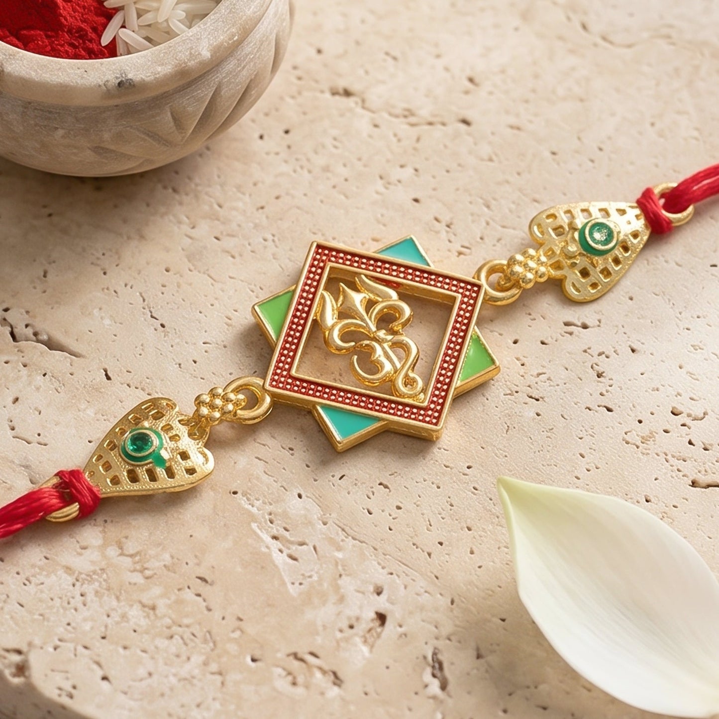 Traditional Rudraksha & Om Combo Rakhi for Brother | Sacred Rakhi