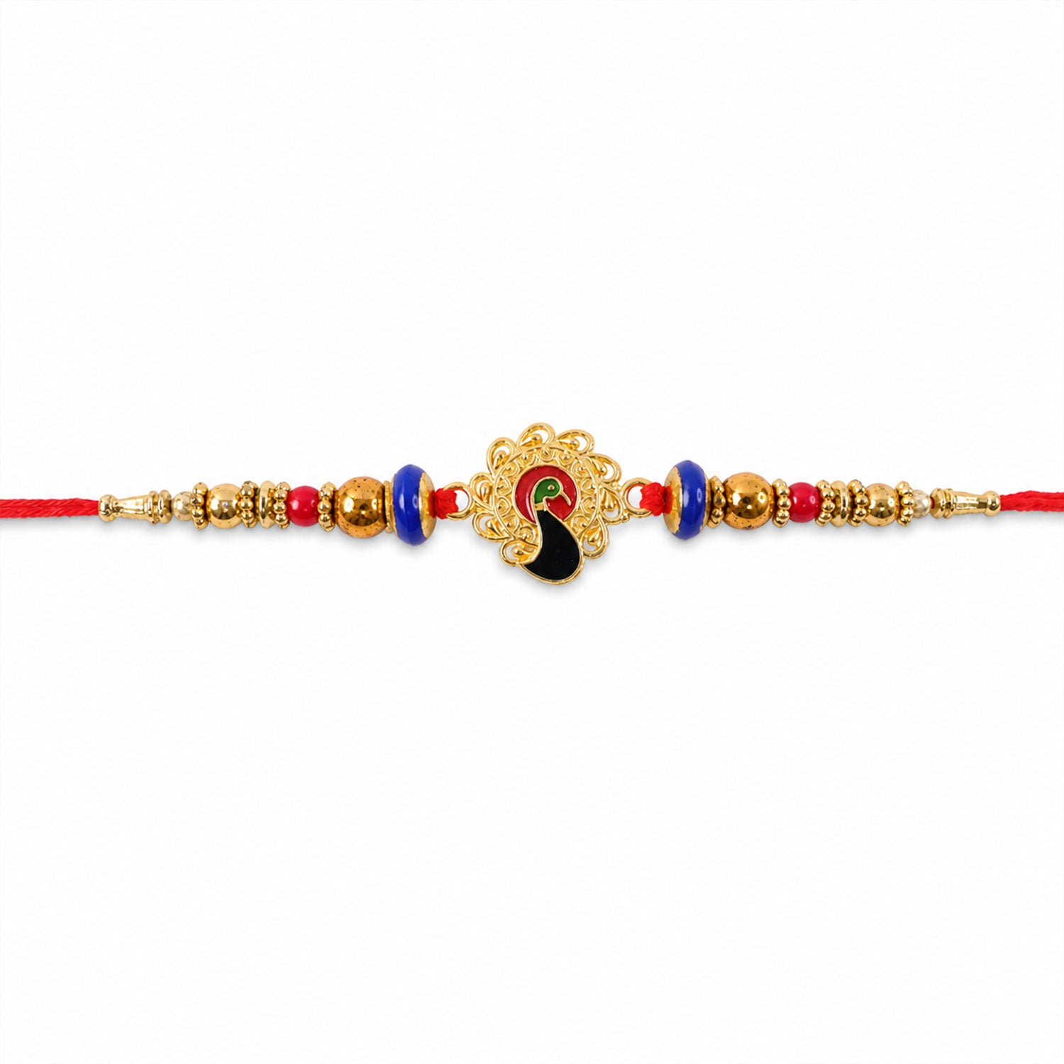 Elegant Golden Floral Rakhi with Stones for Brother | Premium Fancy Rakhi