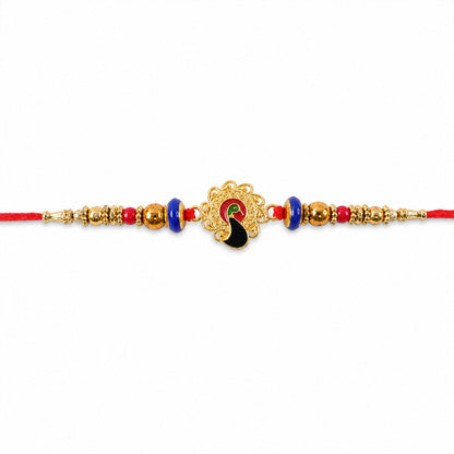 Elegant Golden Floral Rakhi with Stones for Brother | Premium Fancy Rakhi