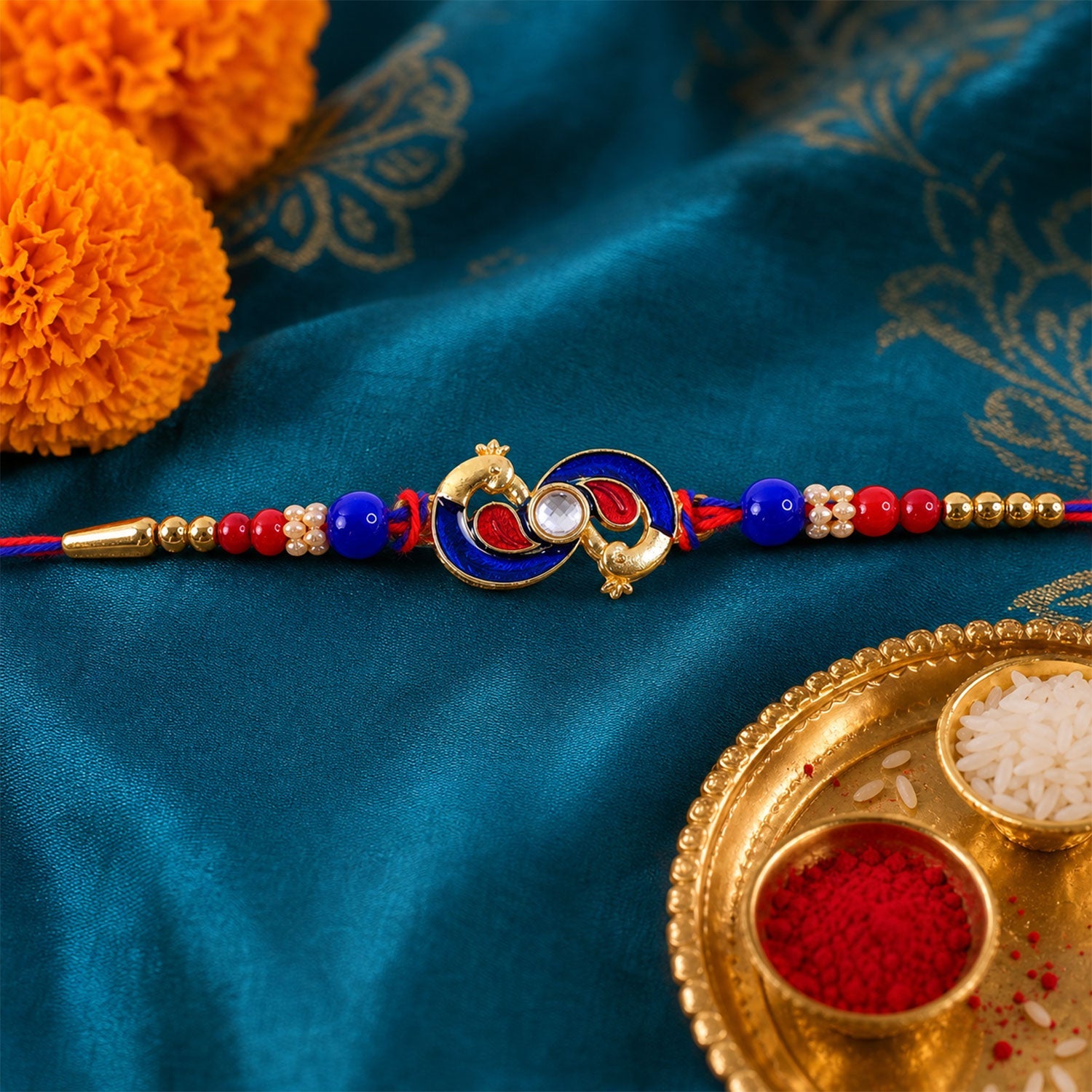 Beautiful Peacock Meenakari Designer Rakhi for Brother | Mor Design Rakhi