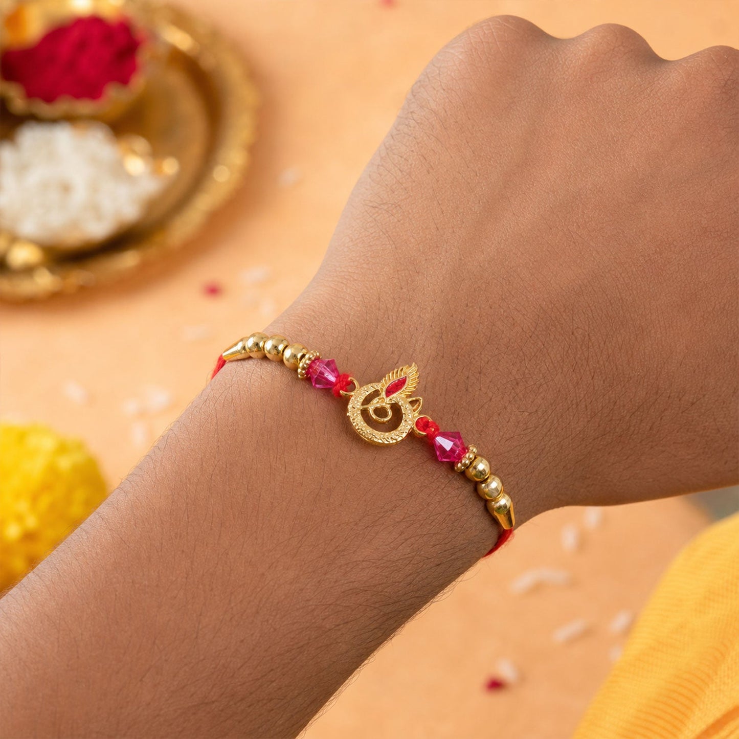 Premium AD Stone Floral Rakhi for Brother | Fancy Designer Rakhi