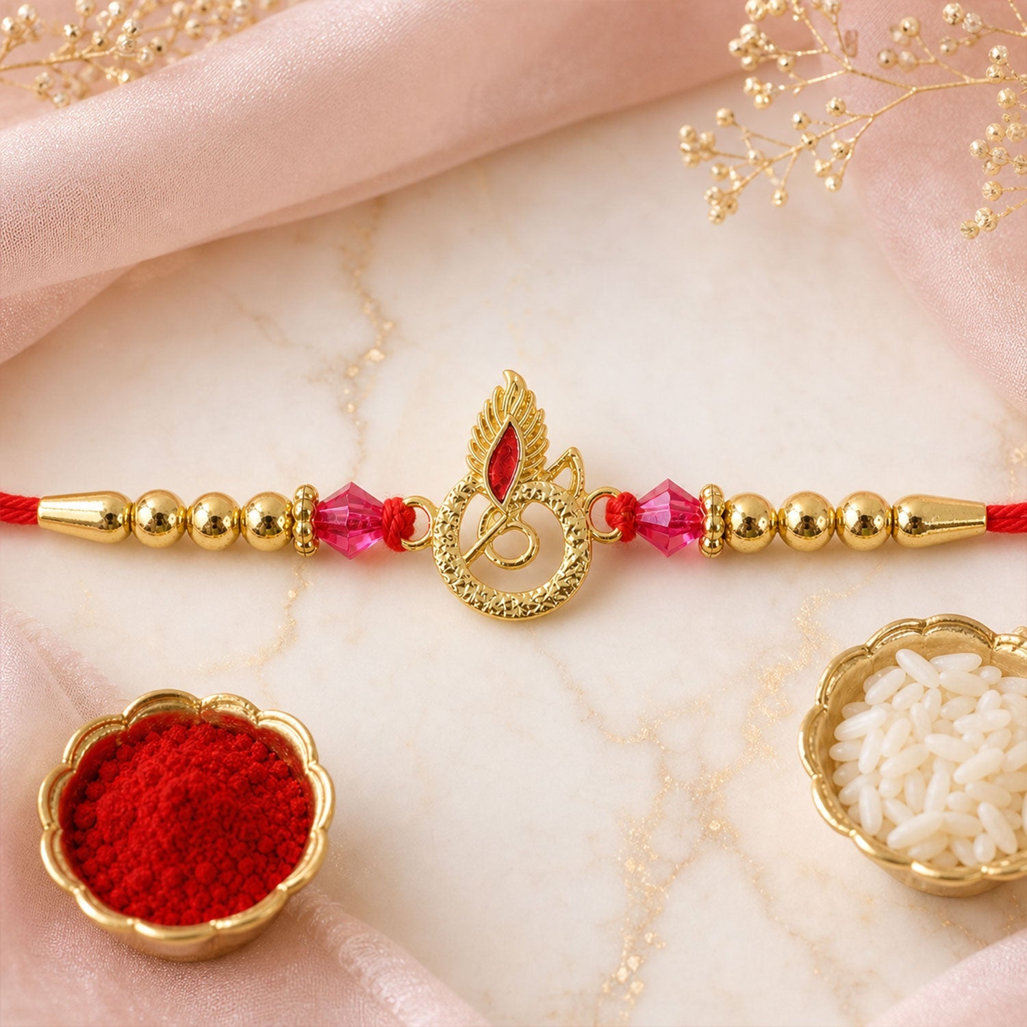 Premium AD Stone Floral Rakhi for Brother | Fancy Designer Rakhi