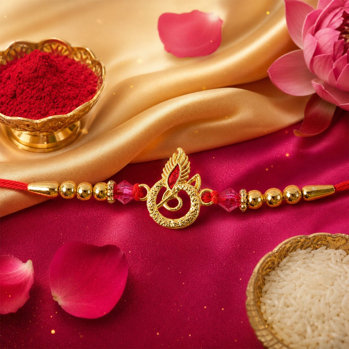 Premium AD Stone Floral Rakhi for Brother | Fancy Designer Rakhi
