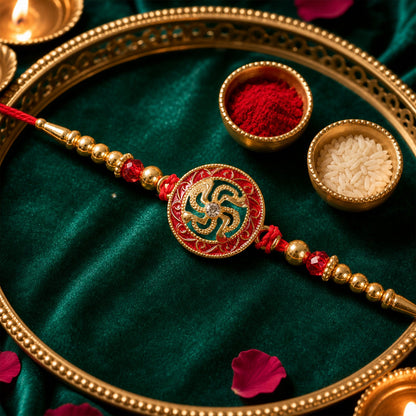 Traditional Red & Golden Designer Rakhi for Brother | Classic Festive Rakhi