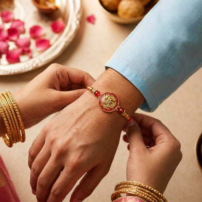 Traditional Red & Golden Designer Rakhi for Brother | Classic Festive Rakhi