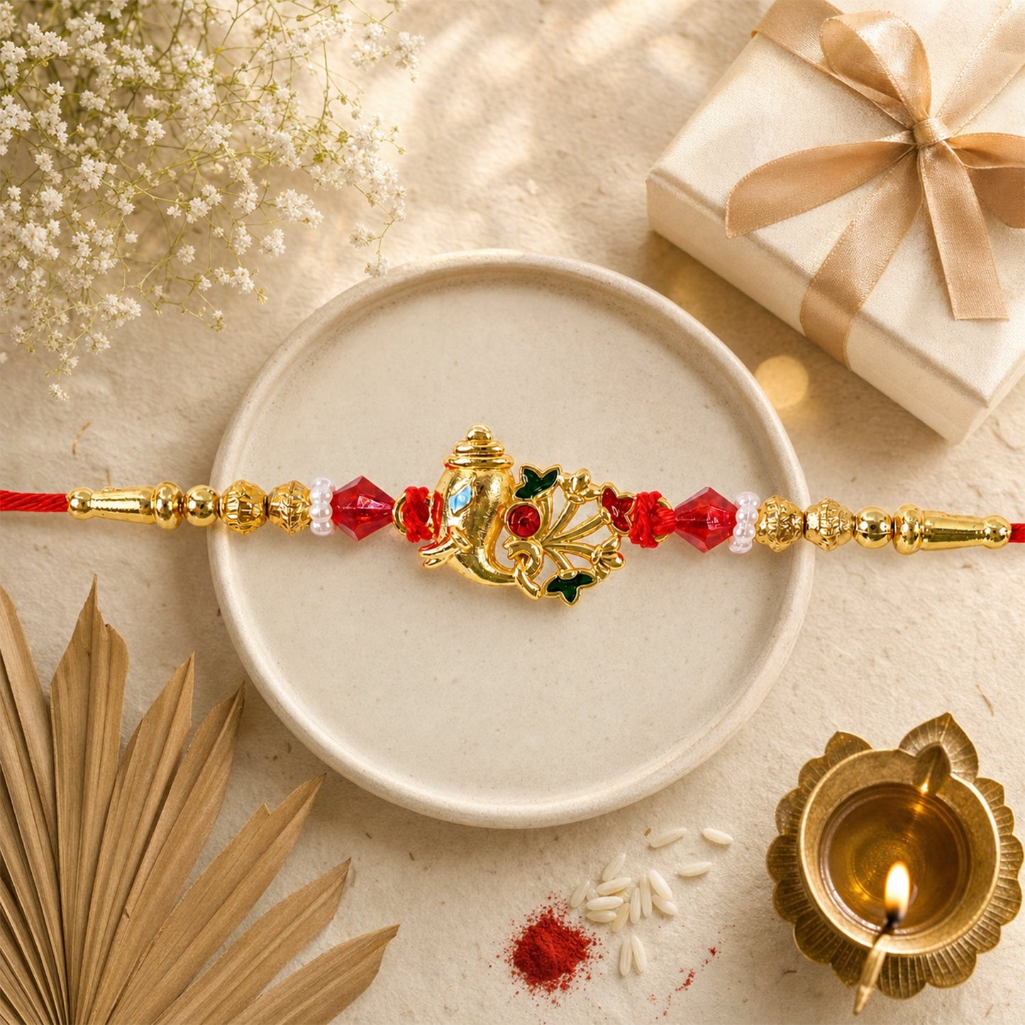 Divine Om Golden Rakhi for Brother | Religious Rakshabandhan Rakhi