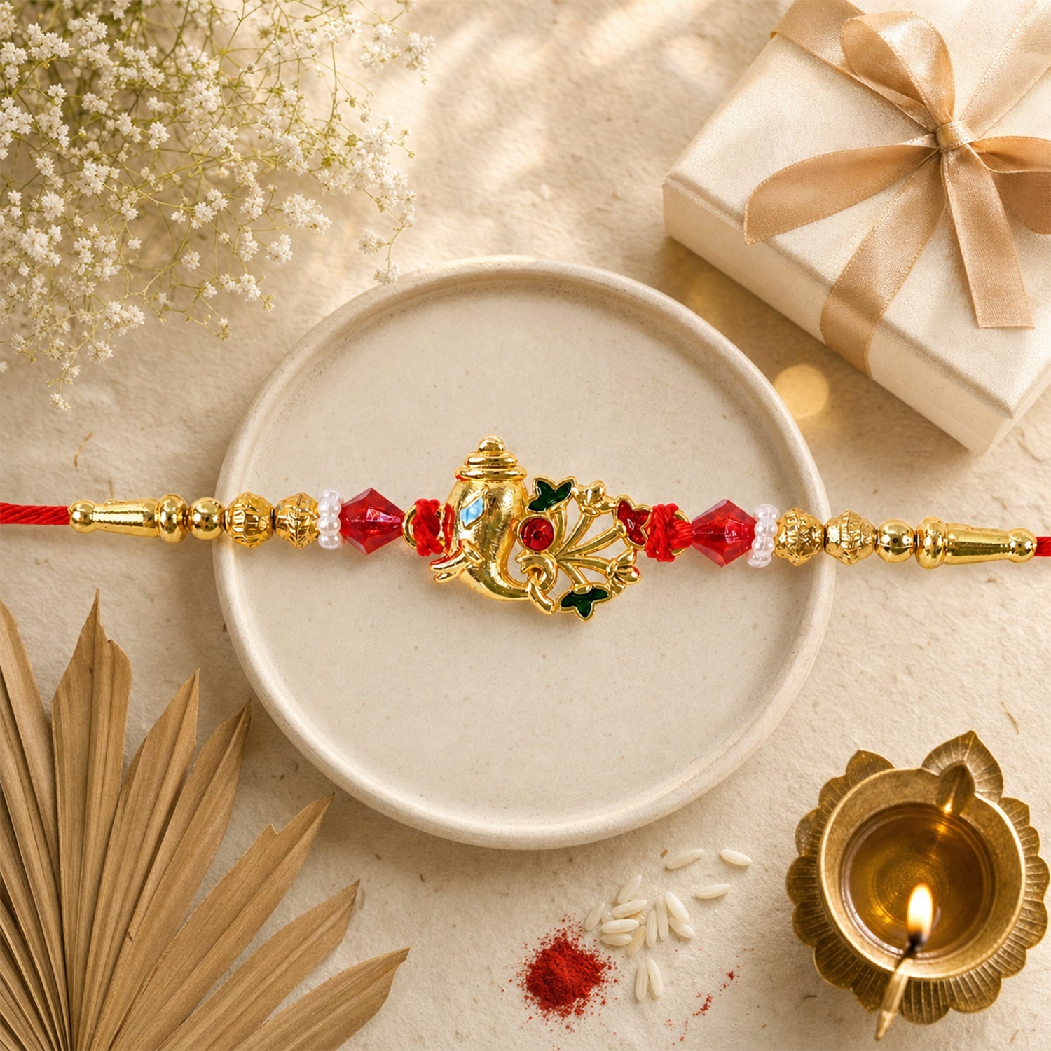 Divine Om Golden Rakhi for Brother | Religious Rakshabandhan Rakhi