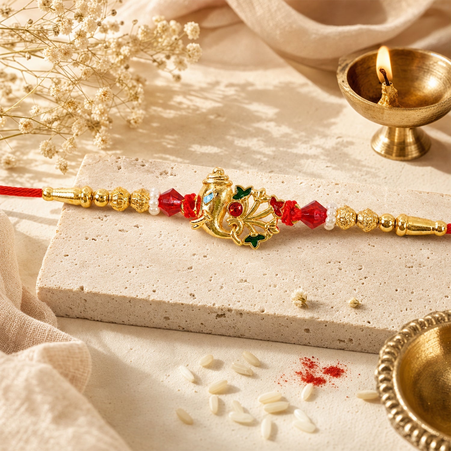 Divine Om Golden Rakhi for Brother | Religious Rakshabandhan Rakhi