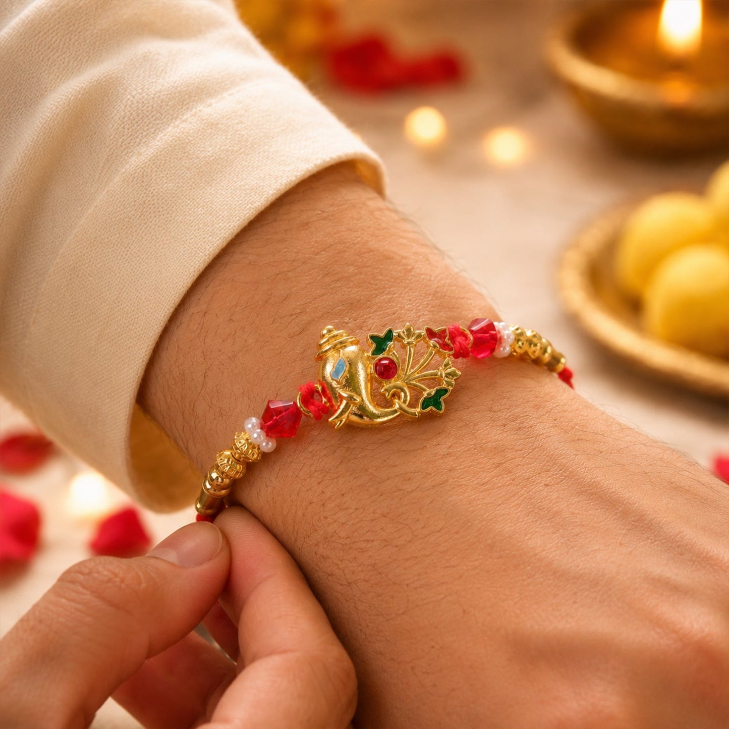 Divine Om Golden Rakhi for Brother | Religious Rakshabandhan Rakhi