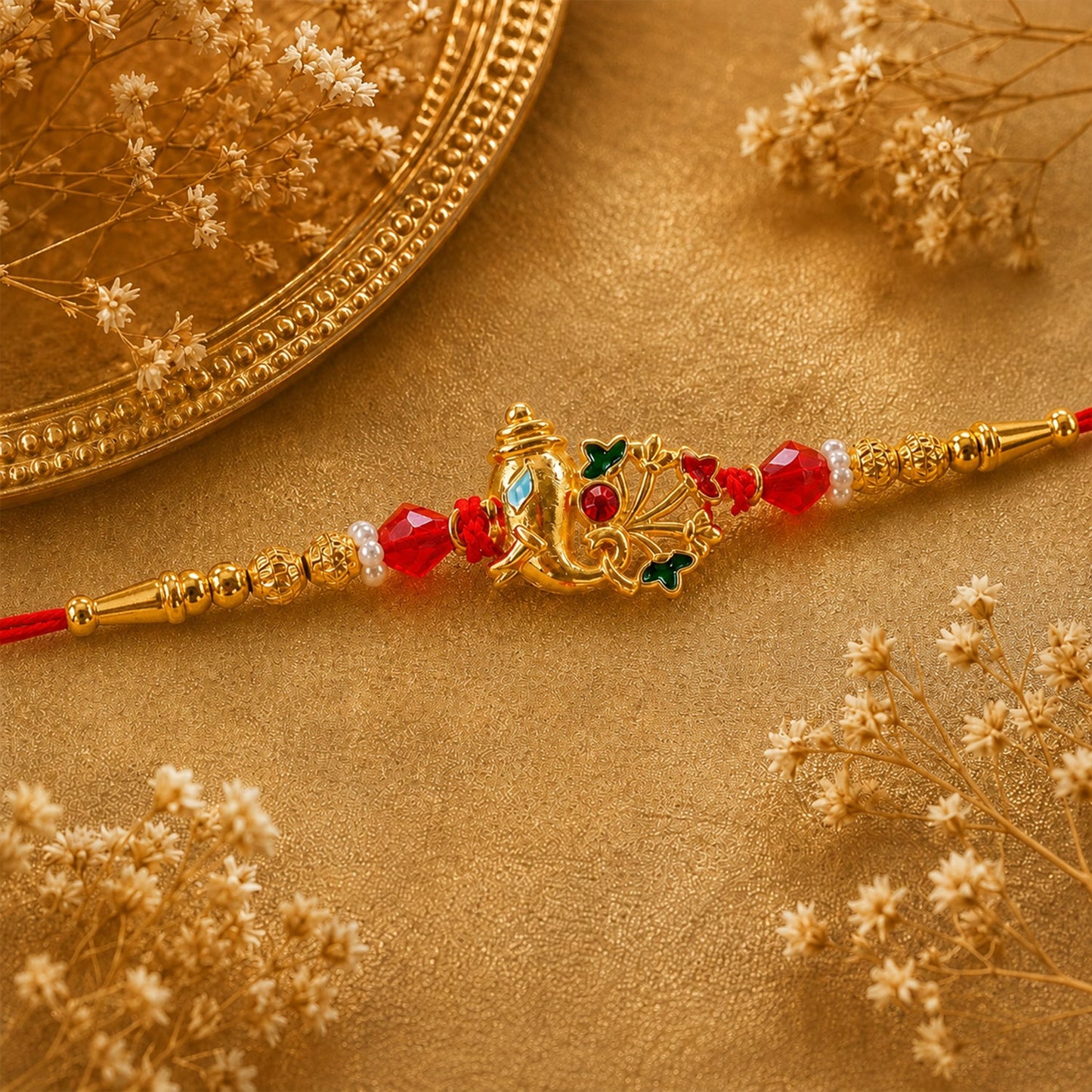 Divine Om Golden Rakhi for Brother | Religious Rakshabandhan Rakhi