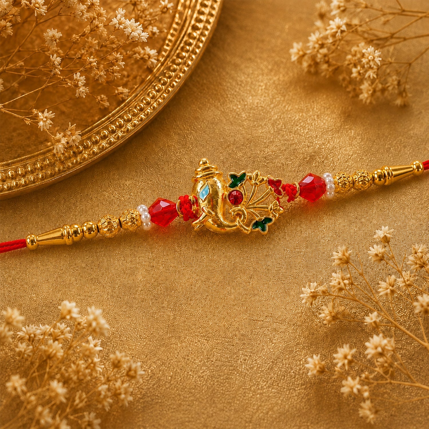 Divine Om Golden Rakhi for Brother | Religious Rakshabandhan Rakhi