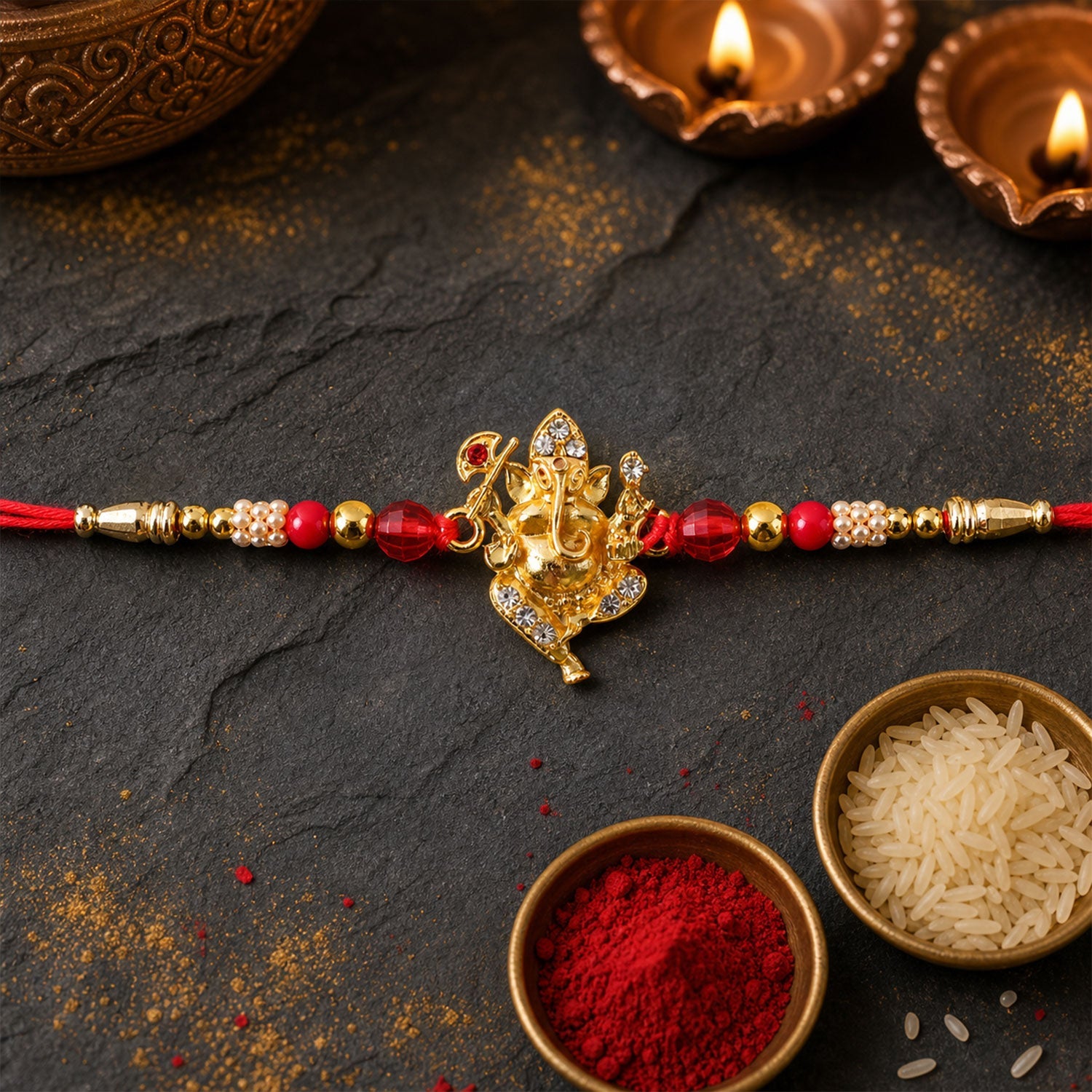 Premium Kundan Work Rakhi for Brother | Royal Designer Rakhi
