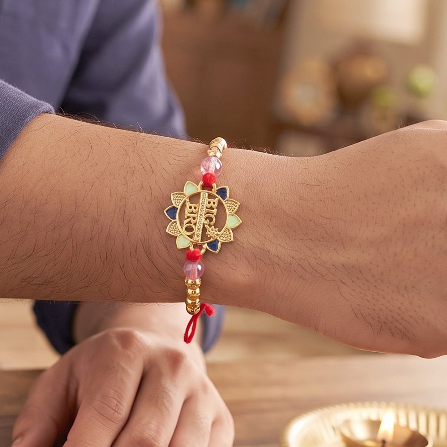 Beautiful Crystal & Beads Rakhi for Brother | Attractive Fancy Rakhi