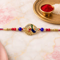 Classic Golden Designer Rakhi with Red Stone for Brother | Traditional Rakhi