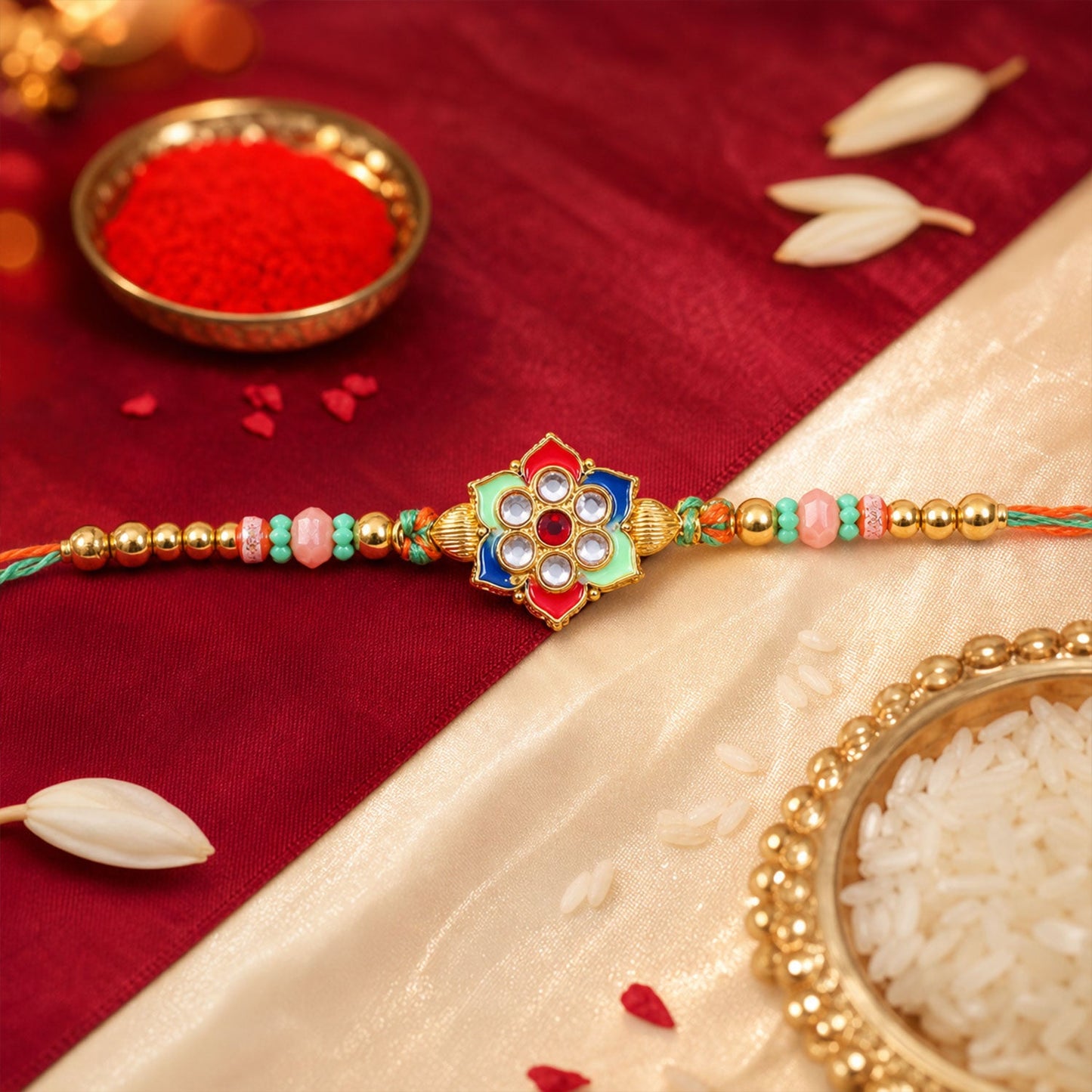 Elegant Silver AD Look Rakhi for Brother | Shining Rakshabandhan Rakhi