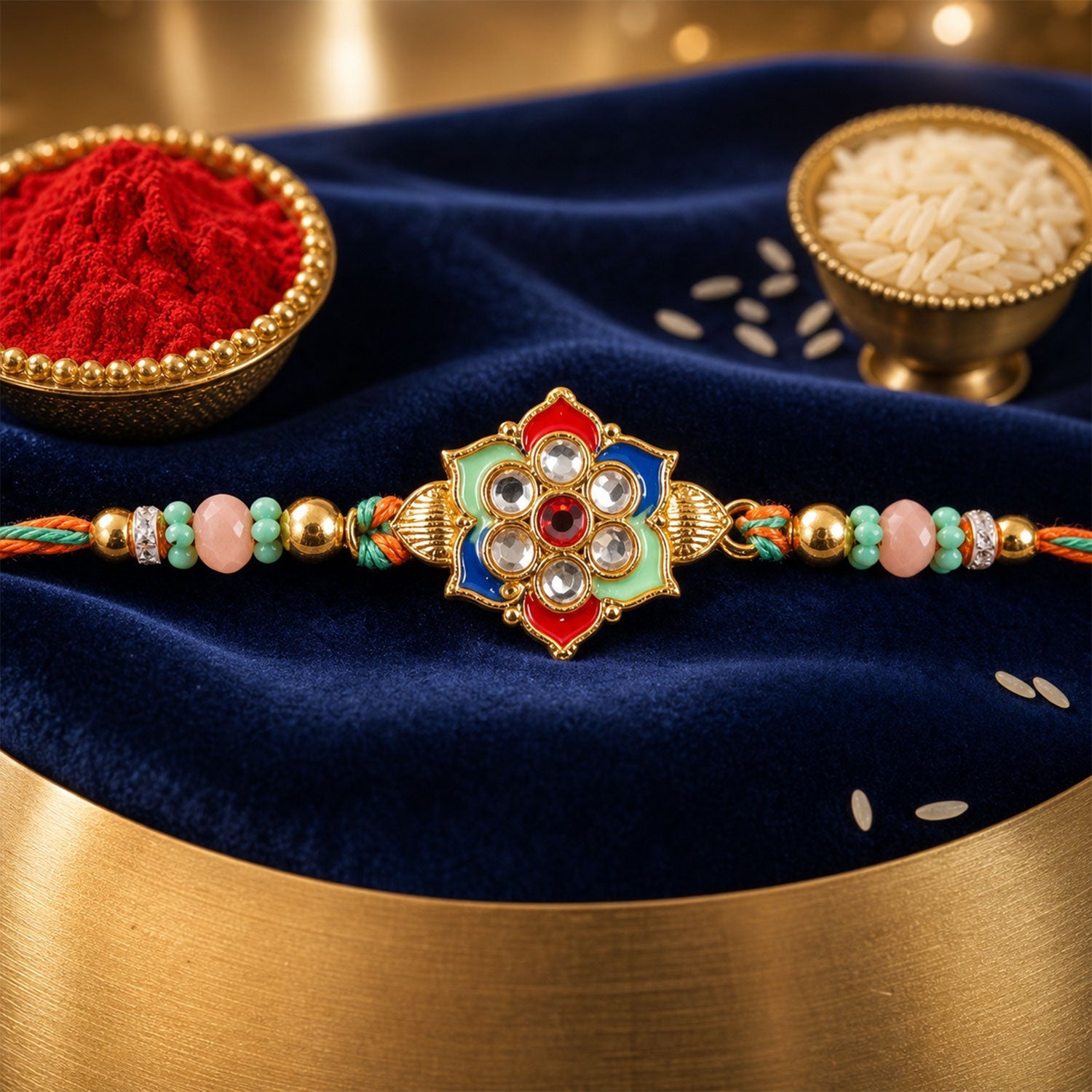 Elegant Silver AD Look Rakhi for Brother | Shining Rakshabandhan Rakhi