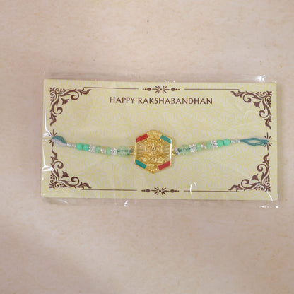 Hexagon Ganesha Designer Rakhi with Pearl Beaded Festive Detail