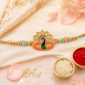 Peacock Kundan Designer Rakhi with Pearl Beaded Festive Detail