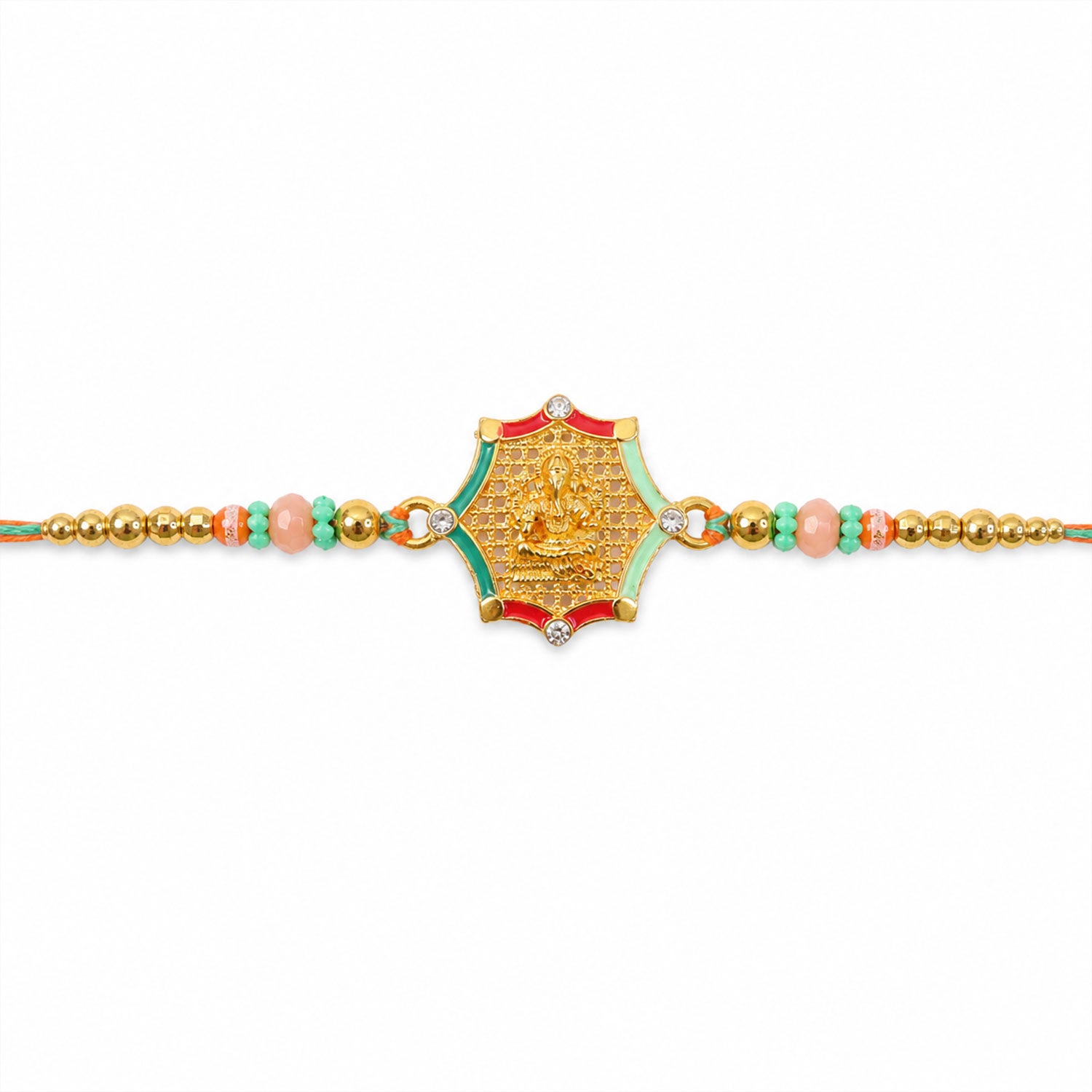 Star Shape Ganesha Designer Rakhi with Beaded Festive Detailing