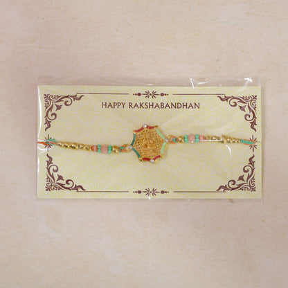 Star Shape Ganesha Designer Rakhi with Beaded Festive Detailing