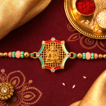 Star Shape Ganesha Designer Rakhi with Beaded Festive Detailing