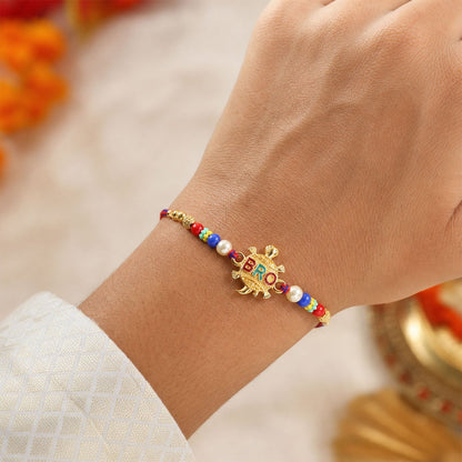Bro Charm Designer Rakhi with Beaded Festive Celebration Look
