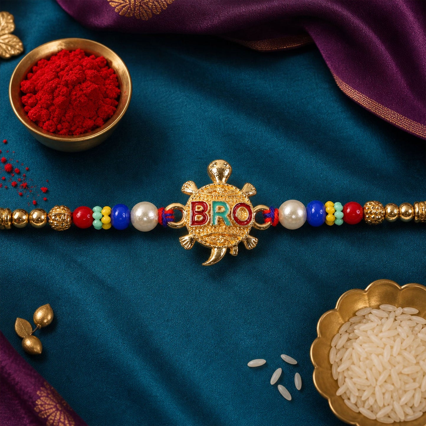 Bro Charm Designer Rakhi with Beaded Festive Celebration Look