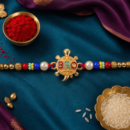 Bro Charm Designer Rakhi with Beaded Festive Celebration Look