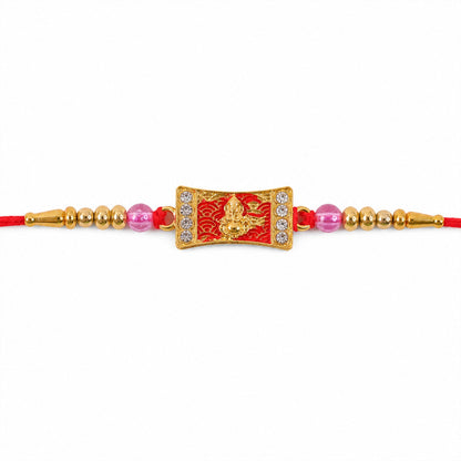 Ganesh Motif Designer Rakhi with Kundan Beaded Festive Detail