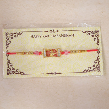 Ganesh Motif Designer Rakhi with Kundan Beaded Festive Detail