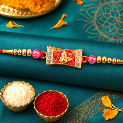 Ganesh Motif Designer Rakhi with Kundan Beaded Festive Detail