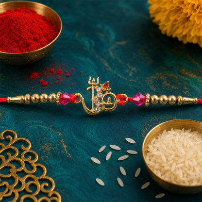 Om Charm Designer Rakhi with Pearl Beaded Traditional Styling