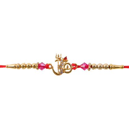 Om Charm Designer Rakhi with Pearl Beaded Traditional Styling