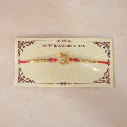 Om Charm Designer Rakhi with Pearl Beaded Traditional Styling