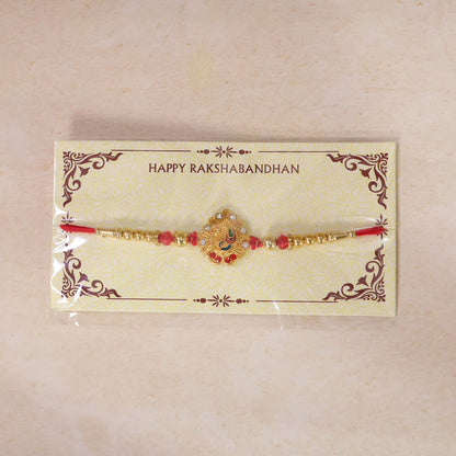 Peacock Kundan Designer Rakhi with Stone Beaded Festive Detail