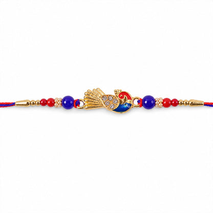 Peacock Charm Designer Rakhi with Beaded Traditional Detailing